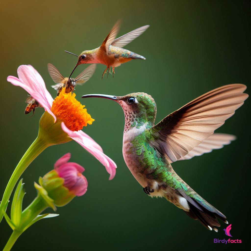 Hummingbird collect nectar flower