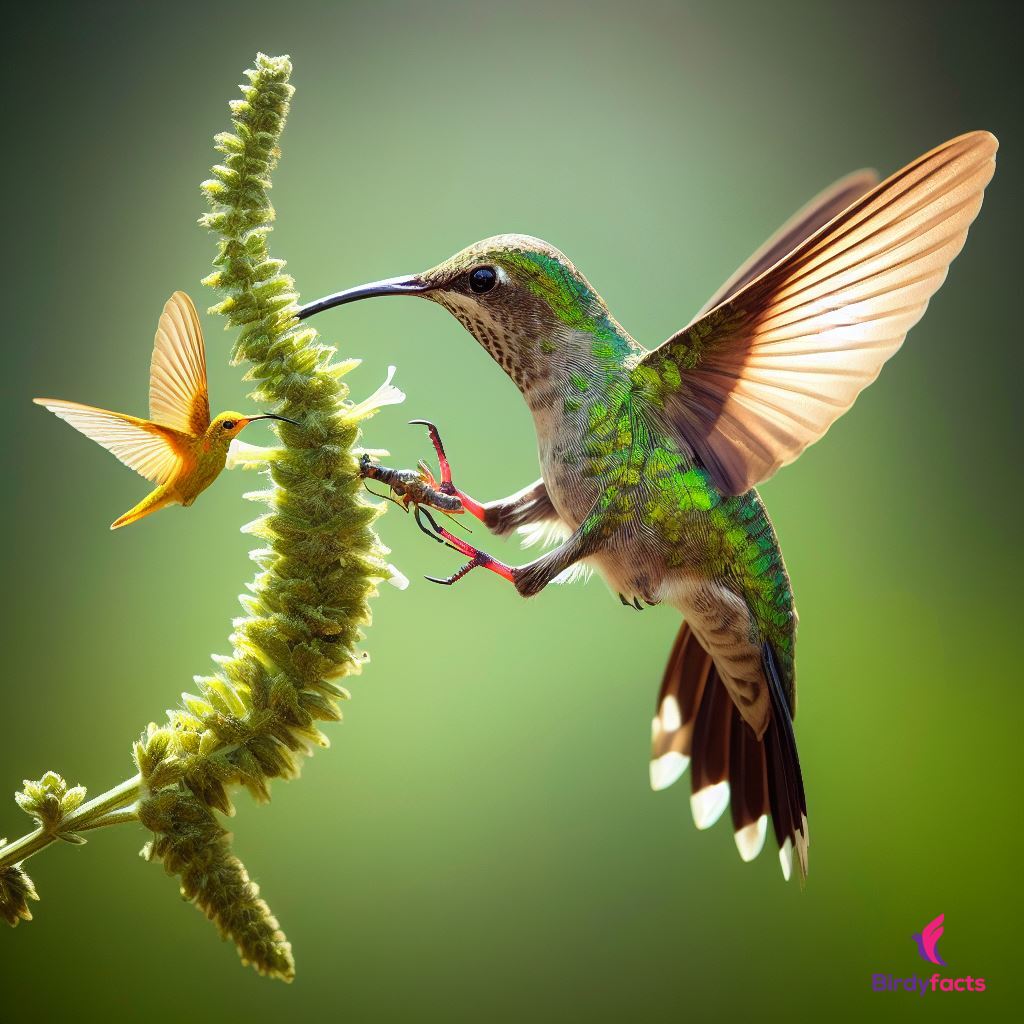 Hummingbird collect nectar flower